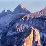 A view of the NW peaks of the Dolomites, showing the advantages of getting up early while staying in the Pisciadu hut.